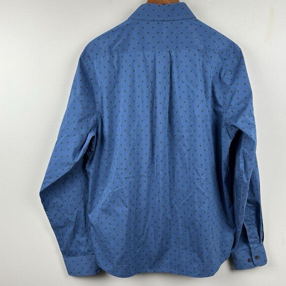 Blake Shelton Lands End Dress Shirt Mens Medium 15-15.5 Button Blue Geese Print - Picture 11 of 11